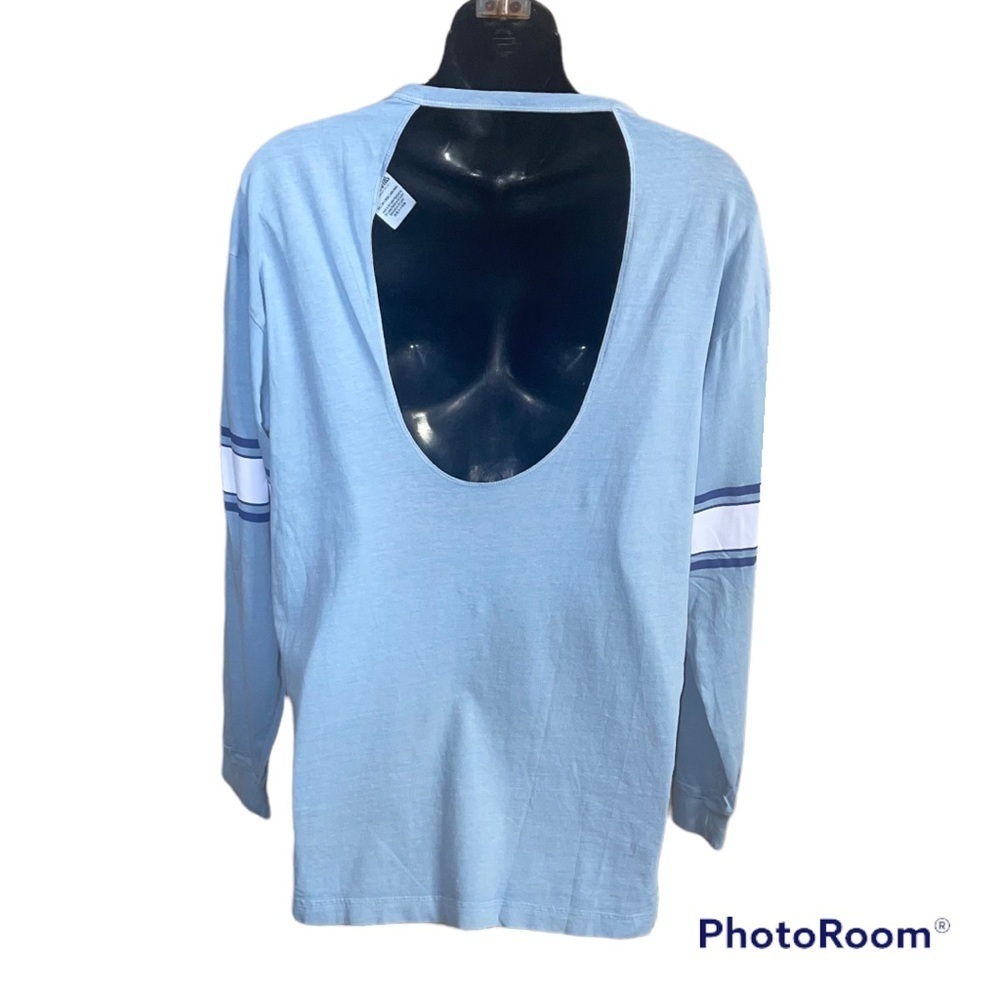 Pink VS Open Back Long Sleeve Campus Tee Shirt Blue  XS - Picture 2 of 3